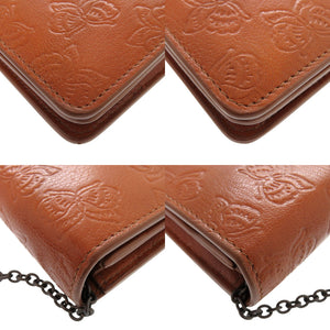 新品同様 ボッテガヴェネタ 蝶 レザー ブラウン チェーンショルダーウォレット ショルダーバッグ 茶 1168【中古】BOTTEGAVENETA