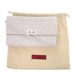 新品同様 ヴァレンティノ ガラヴァーニ ロックスタッズ PW2B0137RVH レザー ホワイト ショルダーバッグ 白 1170【中古】Valentino Garavani