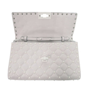 新品同様 ヴァレンティノ ガラヴァーニ ロックスタッズ PW2B0137RVH レザー ホワイト ショルダーバッグ 白 1170【中古】Valentino Garavani