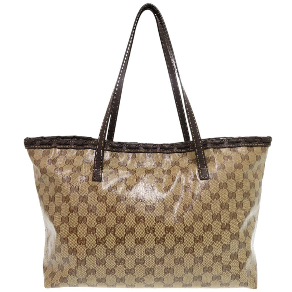 グッチ GGクリスタル バンブータッセルチャーム付き 354665 クリスタルGG レザー ベージュ トートバッグ 1176【中古】GUCCI