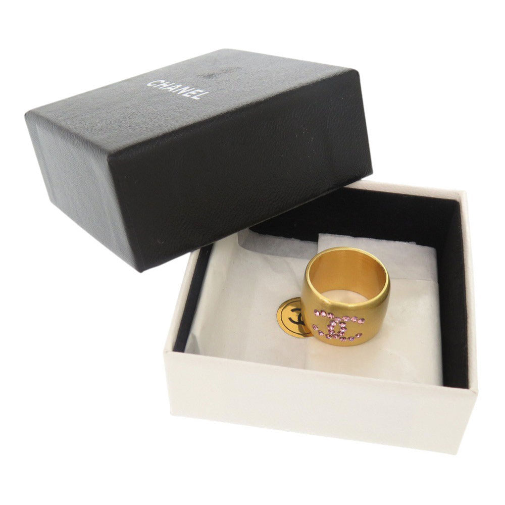 美品 シャネル ココマーク ハート メタル 約14号 ゴールド ピンク リング 指輪 1179【中古】CHANEL