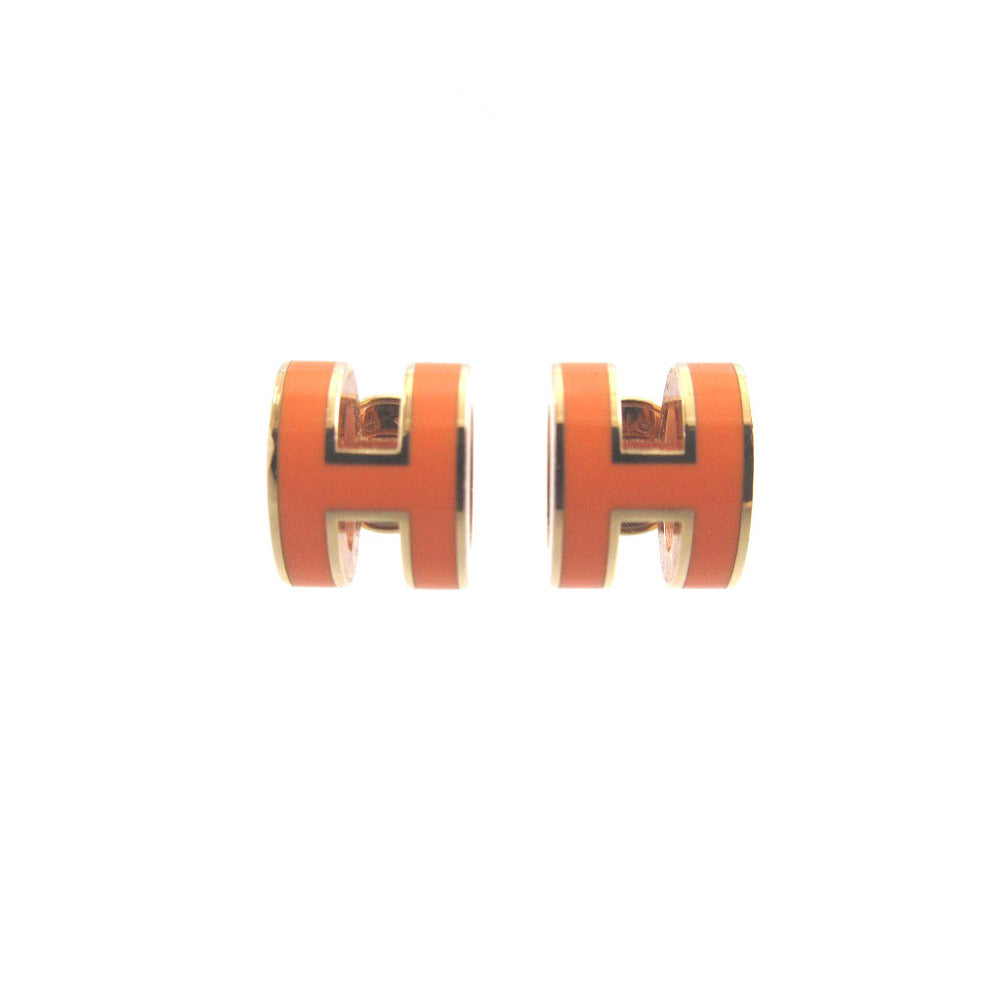 美品 エルメス ポップアッシュミニH ST0292(2022年製) メタル オレンジ ピアス 1188【中古】HERMES