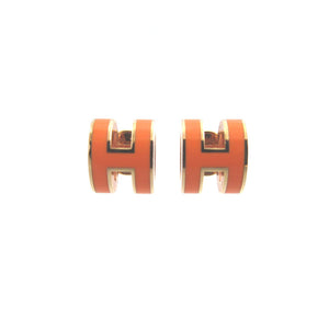 美品 エルメス ポップアッシュミニH ST0292(2022年製) メタル オレンジ ピアス 1188【中古】HERMES