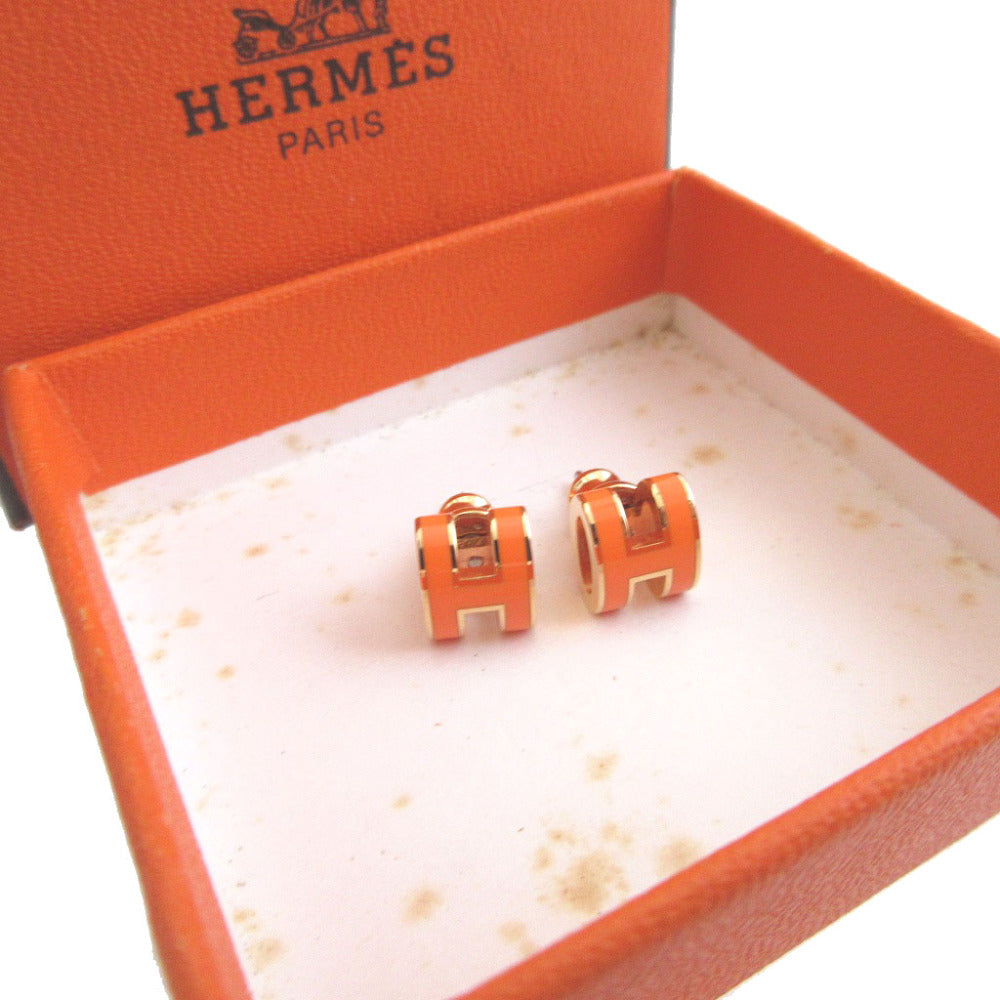 美品 エルメス ポップアッシュミニH ST0292(2022年製) メタル オレンジ ピアス 1188【中古】HERMES