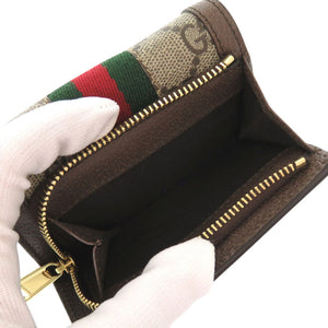 新品同様 グッチ オフィディア 644334 GGスプリームキャンバス レザー ベージュ ブラウン 三つ折り財布 1208【中古】GUCCI