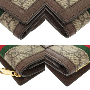 新品同様 グッチ オフィディア 644334 GGスプリームキャンバス レザー ベージュ ブラウン 三つ折り財布 1208【中古】GUCCI