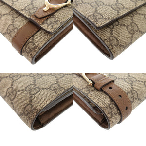 新品同様 グッチ グッチニース GGスプリーム レザー 309760 ベージュ ブラウン 二つ折り長財布 長財布 1209【中古】GUCCI