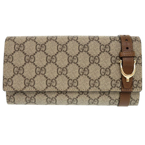 新品同様 グッチ グッチニース GGスプリーム レザー 309760 ベージュ ブラウン 二つ折り長財布 長財布 1209【中古】GUCCI