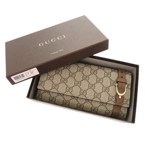 新品同様 グッチ グッチニース GGスプリーム レザー 309760 ベージュ ブラウン 二つ折り長財布 長財布 1209【中古】GUCCI