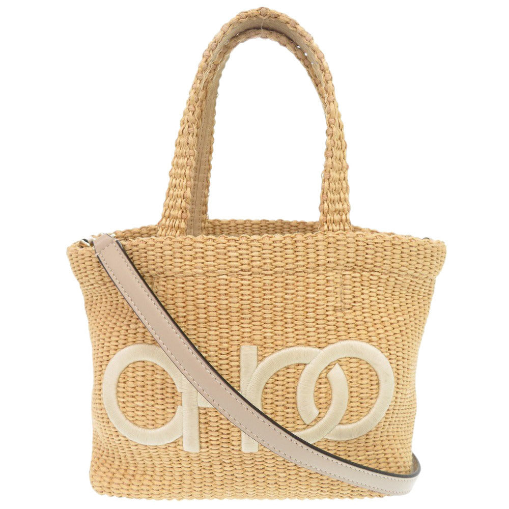 美品 ジミーチュウ ラフィア ベージュ 2WAY ハンドバッグ ショルダーバッグ 1263【中古】JIMMY CHOO