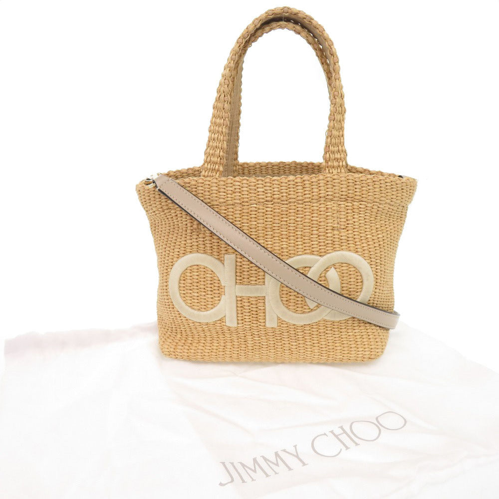 美品 ジミーチュウ ラフィア ベージュ 2WAY ハンドバッグ ショルダーバッグ 1263【中古】JIMMY CHOO