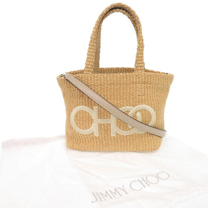 美品 ジミーチュウ ラフィア ベージュ 2WAY ハンドバッグ ショルダーバッグ 1263【中古】JIMMY CHOO