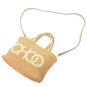 美品 ジミーチュウ ラフィア ベージュ 2WAY ハンドバッグ ショルダーバッグ 1263【中古】JIMMY CHOO