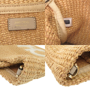 美品 ジミーチュウ ラフィア ベージュ 2WAY ハンドバッグ ショルダーバッグ 1263【中古】JIMMY CHOO