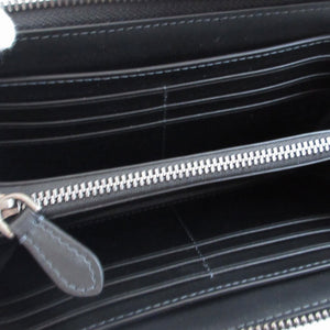 新品同様 バーバリー チェック PVC ブラック 黒 グレー ラウンドファスナー長財布 財布 1268【中古】BURBERRY