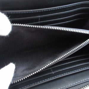 新品同様 バーバリー チェック PVC ブラック 黒 グレー ラウンドファスナー長財布 財布 1268【中古】BURBERRY