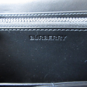 新品同様 バーバリー チェック PVC ブラック 黒 グレー ラウンドファスナー長財布 財布 1268【中古】BURBERRY