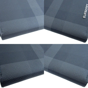 新品同様 バーバリー チェック PVC ブラック 黒 グレー ラウンドファスナー長財布 財布 1268【中古】BURBERRY