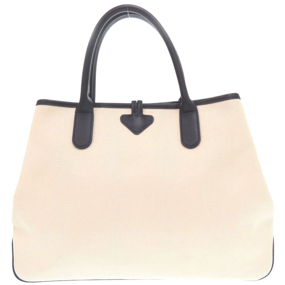 美品 ロンシャン ロゾ 1681643733 キャンバス レザー アイボリー トートバッグ 1279【中古】Longchamp