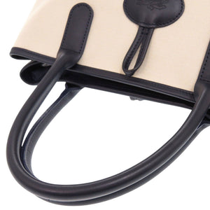 美品 ロンシャン ロゾ 1681643733 キャンバス レザー アイボリー トートバッグ 1279【中古】Longchamp