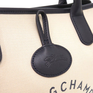 美品 ロンシャン ロゾ 1681643733 キャンバス レザー アイボリー トートバッグ 1279【中古】Longchamp