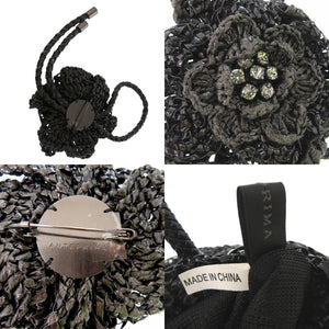 美品 アンテプリマ フラワー ワイヤーバッグ ハンドバッグ ラフィア ワイヤー 装飾 ブラック 1281【中古】ANTEPRIMA