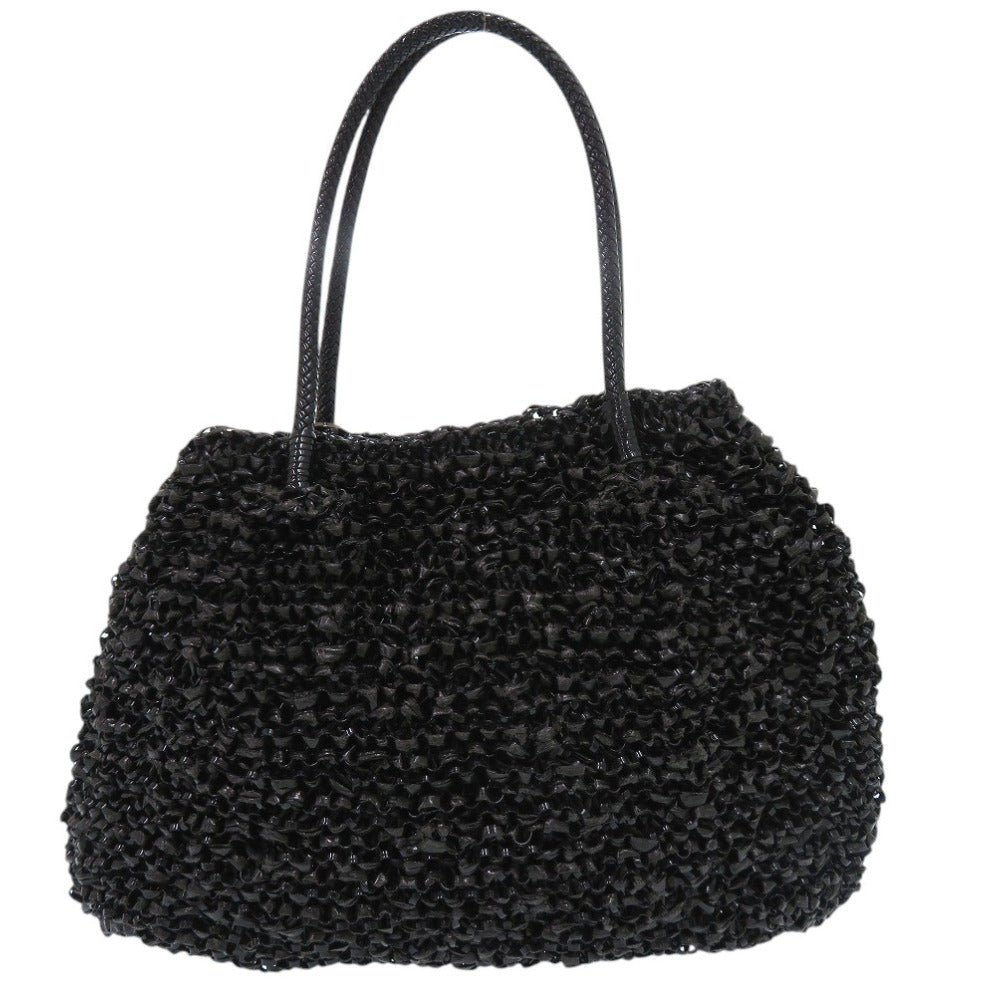 美品 アンテプリマ フラワー ワイヤーバッグ ハンドバッグ ラフィア ワイヤー 装飾 ブラック 1281【中古】ANTEPRIMA