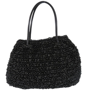 美品 アンテプリマ フラワー ワイヤーバッグ ハンドバッグ ラフィア ワイヤー 装飾 ブラック 1281【中古】ANTEPRIMA