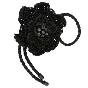 美品 アンテプリマ フラワー ワイヤーバッグ ハンドバッグ ラフィア ワイヤー 装飾 ブラック 1281【中古】ANTEPRIMA