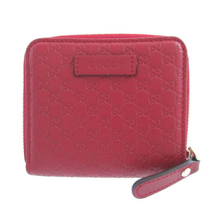 未使用 グッチ マイクログッチシマ 449395 レザー レッド 赤 コンパクトウォレット 3つ折り財布 財布 1298【中古】GUCCI