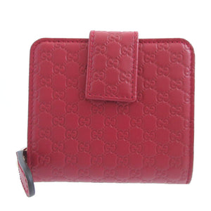 未使用 グッチ マイクログッチシマ 449395 レザー レッド 赤 コンパクトウォレット 3つ折り財布 財布 1298【中古】GUCCI