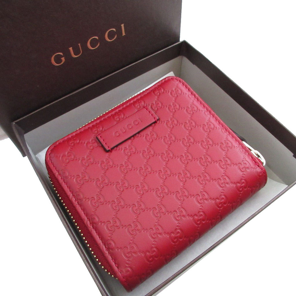 未使用 グッチ マイクログッチシマ 449395 レザー レッド 赤 コンパクトウォレット 3つ折り財布 財布 1298【中古】GUCCI