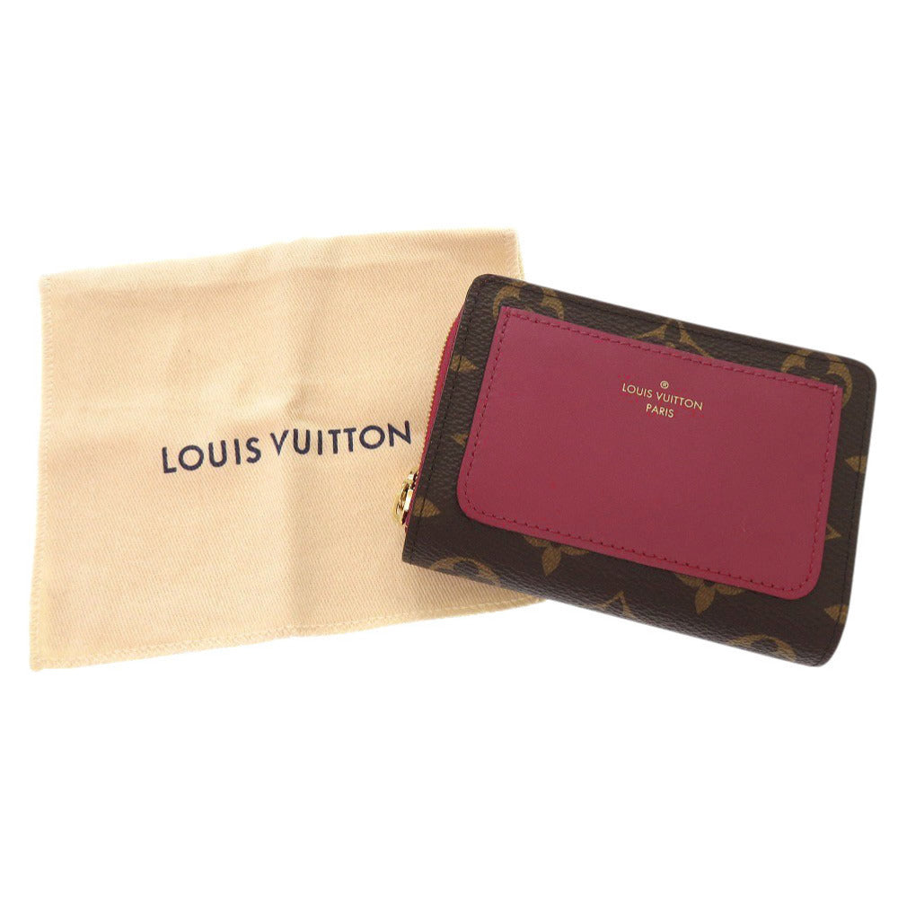 美品 ルイ ヴィトン ポルトフォイユ ルー モノグラム M82377 ICチップ フューシャ 二つ折り財布 LV 1300【中古】LOUIS VUITTON