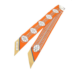 美品 エルメス ツイリー リフト プロフィール スカーフ シルク ポティロン/ベージュ/グリ 1303【中古】HERMES