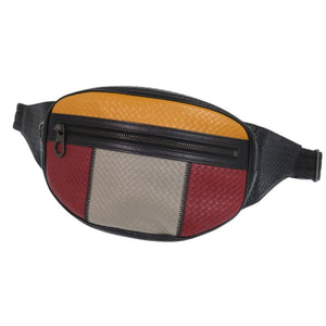 美品 ボッテガヴェネタ マイクロ イントレチャート ボディバッグ レザー ブラック イエロー ウエストバッグ 黒 1313【中古】BOTTEGAVENETA