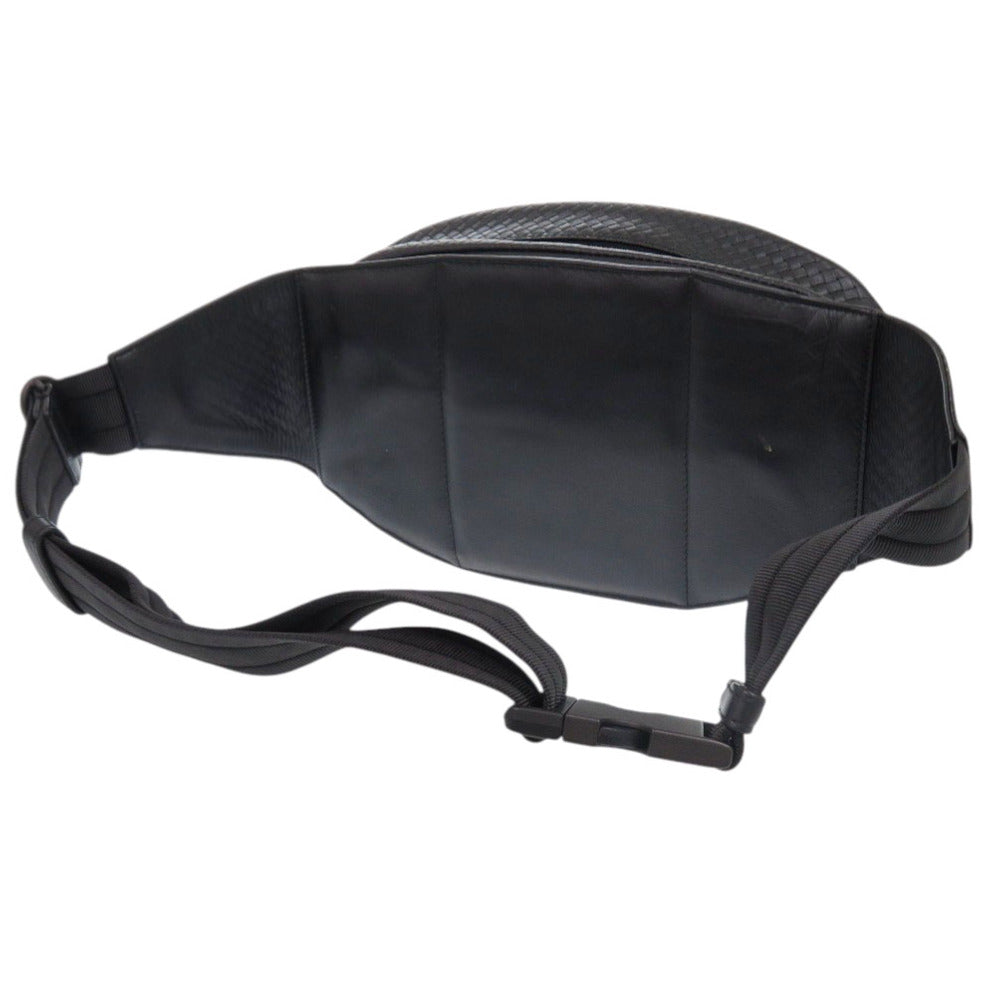 美品 ボッテガヴェネタ マイクロ イントレチャート ボディバッグ レザー ブラック イエロー ウエストバッグ 黒 1313【中古】BOTTEGAVENETA