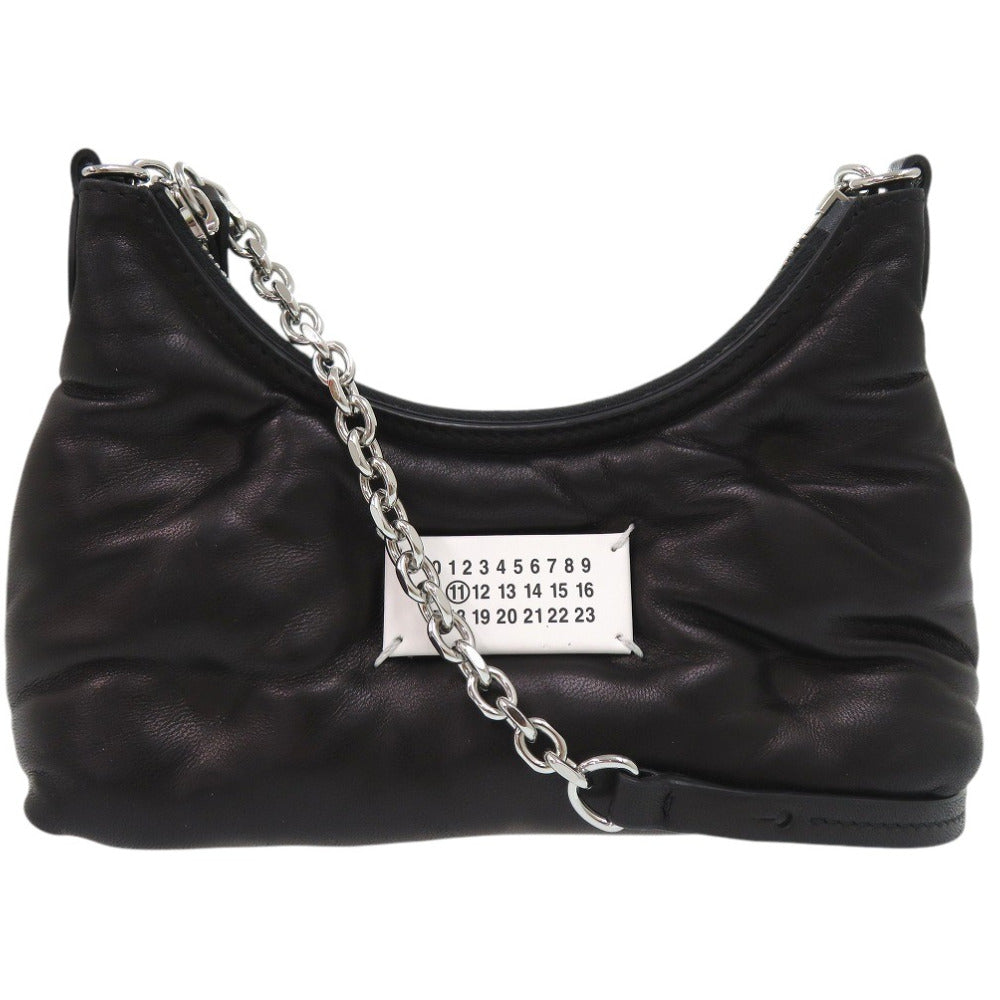 美品 メゾン マルジェラ グラムスラム ホーボー マイクロ チェーンショルダーバッグ  GLAM SLAM HOBO MICRO クロスボディ 肩掛け レザー ブラック 1320【中古】Maison Margiela