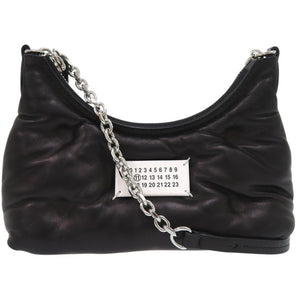 美品 メゾン マルジェラ グラムスラム ホーボー マイクロ チェーンショルダーバッグ  GLAM SLAM HOBO MICRO クロスボディ 肩掛け レザー ブラック 1320【中古】Maison Margiela