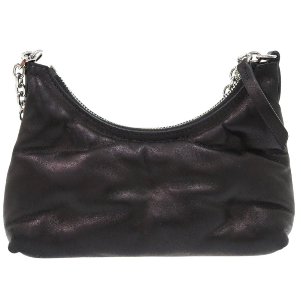 美品 メゾン マルジェラ グラムスラム ホーボー マイクロ チェーンショルダーバッグ  GLAM SLAM HOBO MICRO クロスボディ 肩掛け レザー ブラック 1320【中古】Maison Margiela