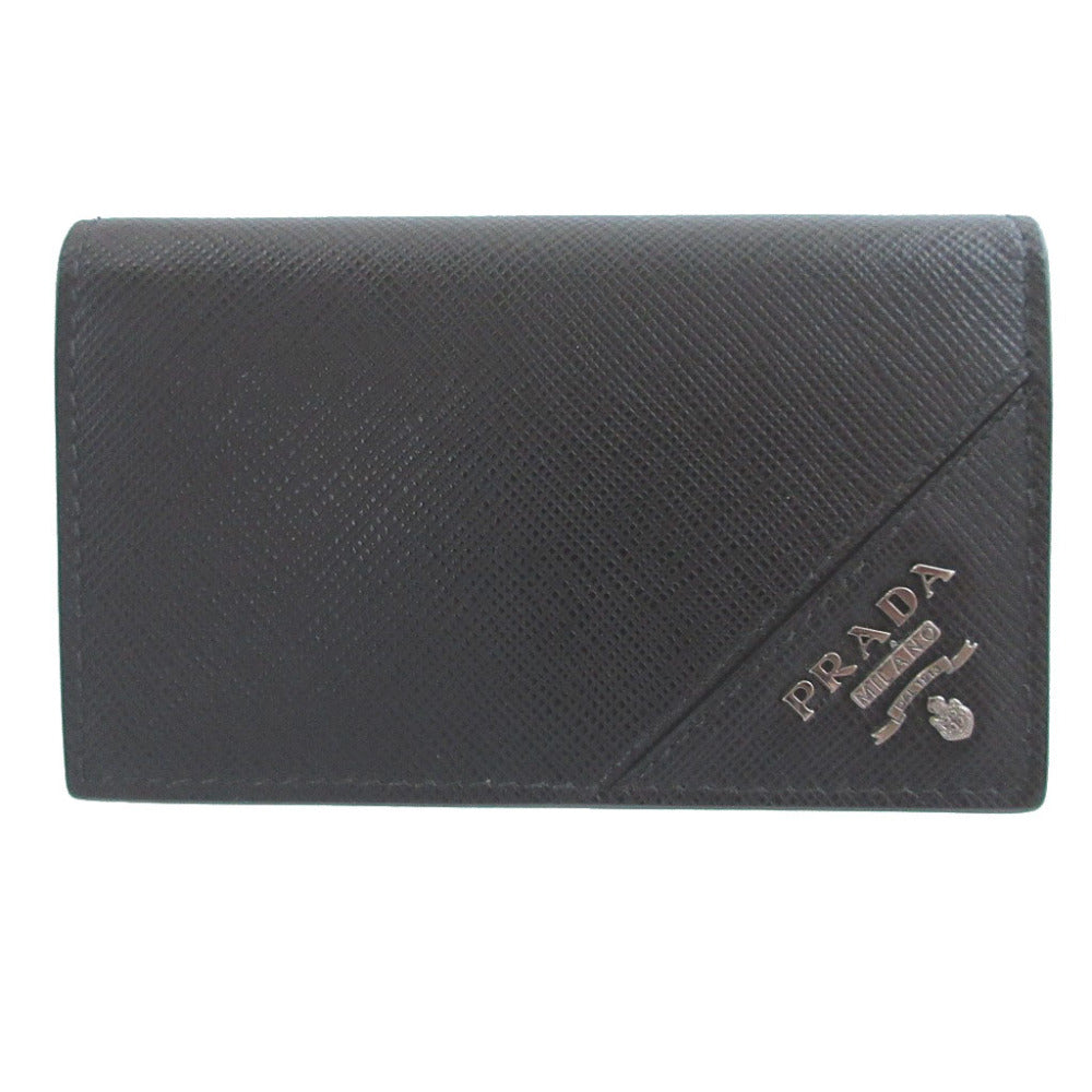 美品 プラダ サフィアーノレザー ブラック 黒 カードケース 1325【中古】PRADA