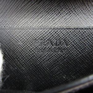美品 プラダ サフィアーノレザー ブラック 黒 カードケース 1325【中古】PRADA