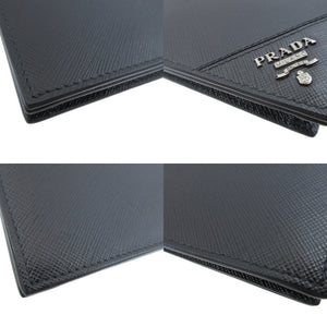 美品 プラダ サフィアーノレザー ブラック 黒 カードケース 1325【中古】PRADA