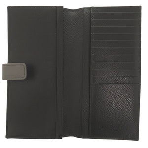 美品 プラダ レザー グレー 二つ折り長財布 二つ折り長札入れ 長財布 1332【中古】PRADA メンズ