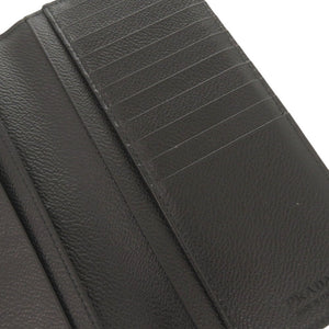 美品 プラダ レザー グレー 二つ折り長財布 二つ折り長札入れ 長財布 1332【中古】PRADA メンズ