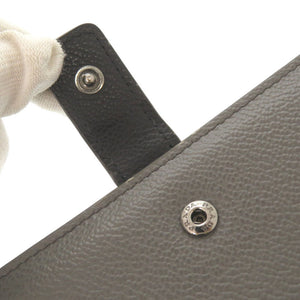 美品 プラダ レザー グレー 二つ折り長財布 二つ折り長札入れ 長財布 1332【中古】PRADA メンズ