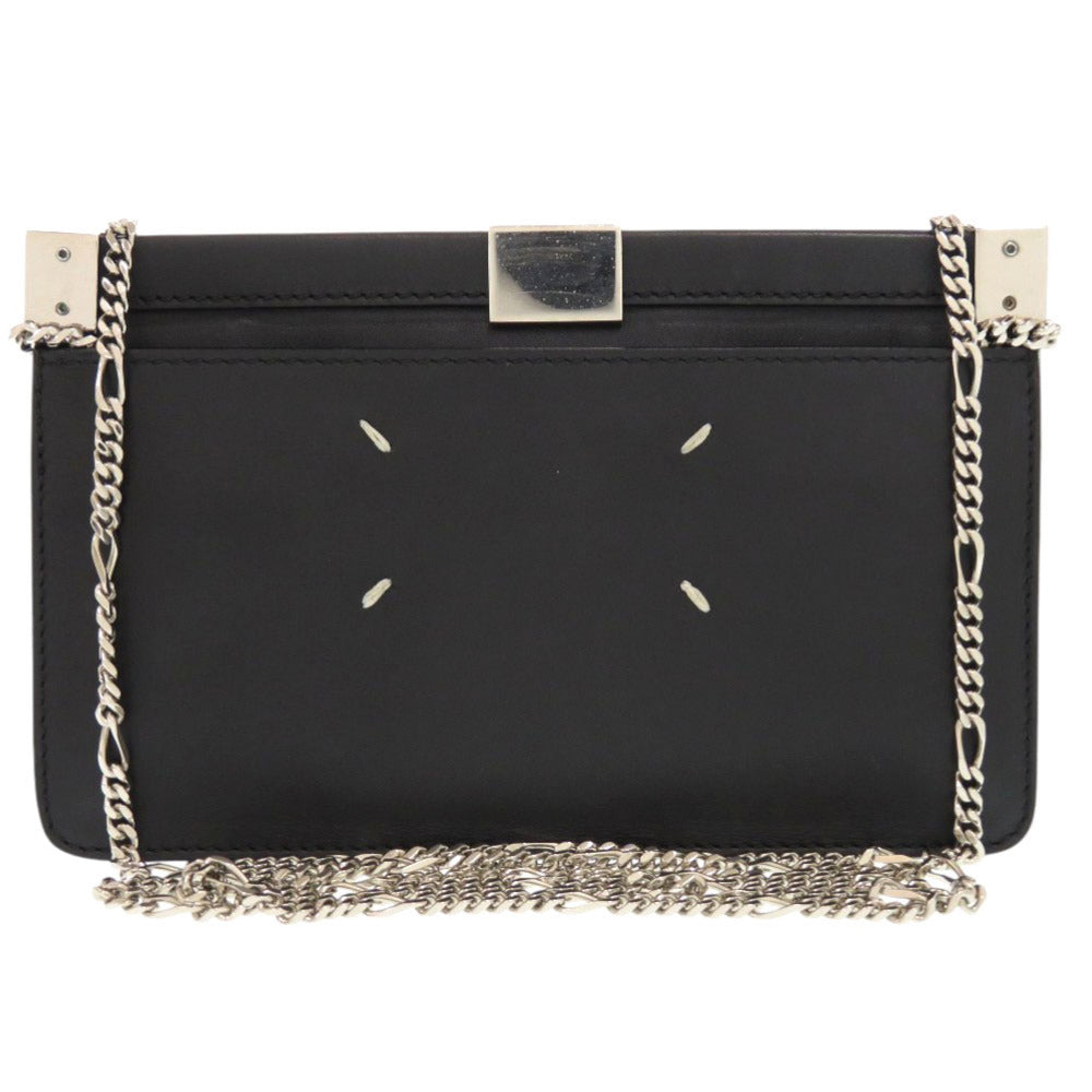 メゾン マルジェラ レザー ブラック チェーンショルダーバッグ クラッチバッグ 黒 1335【中古】Maison Margiela