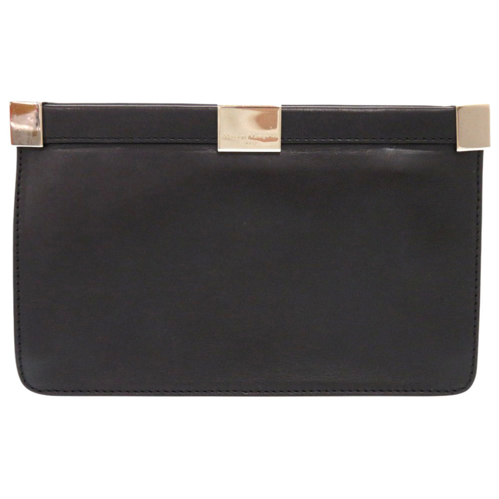 メゾン マルジェラ レザー ブラック チェーンショルダーバッグ クラッチバッグ 黒 1335【中古】Maison Margiela