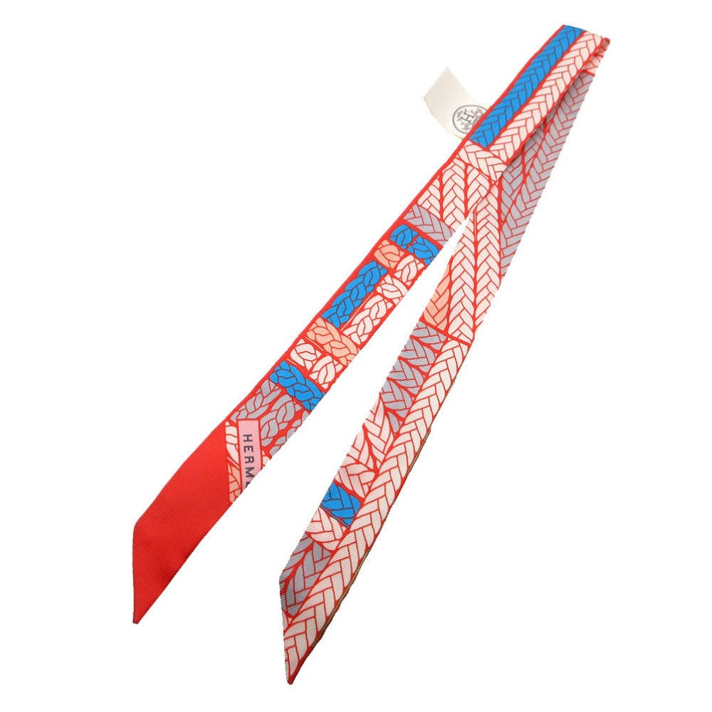 未使用品 エルメス ツイリードール トレスH スカーフ シルク サーモン/グレナデン/ブルーフィグ 1347【中古】HERMES