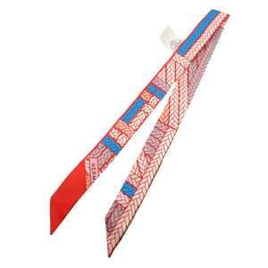 未使用品 エルメス ツイリードール トレスH スカーフ シルク サーモン/グレナデン/ブルーフィグ 1347【中古】HERMES