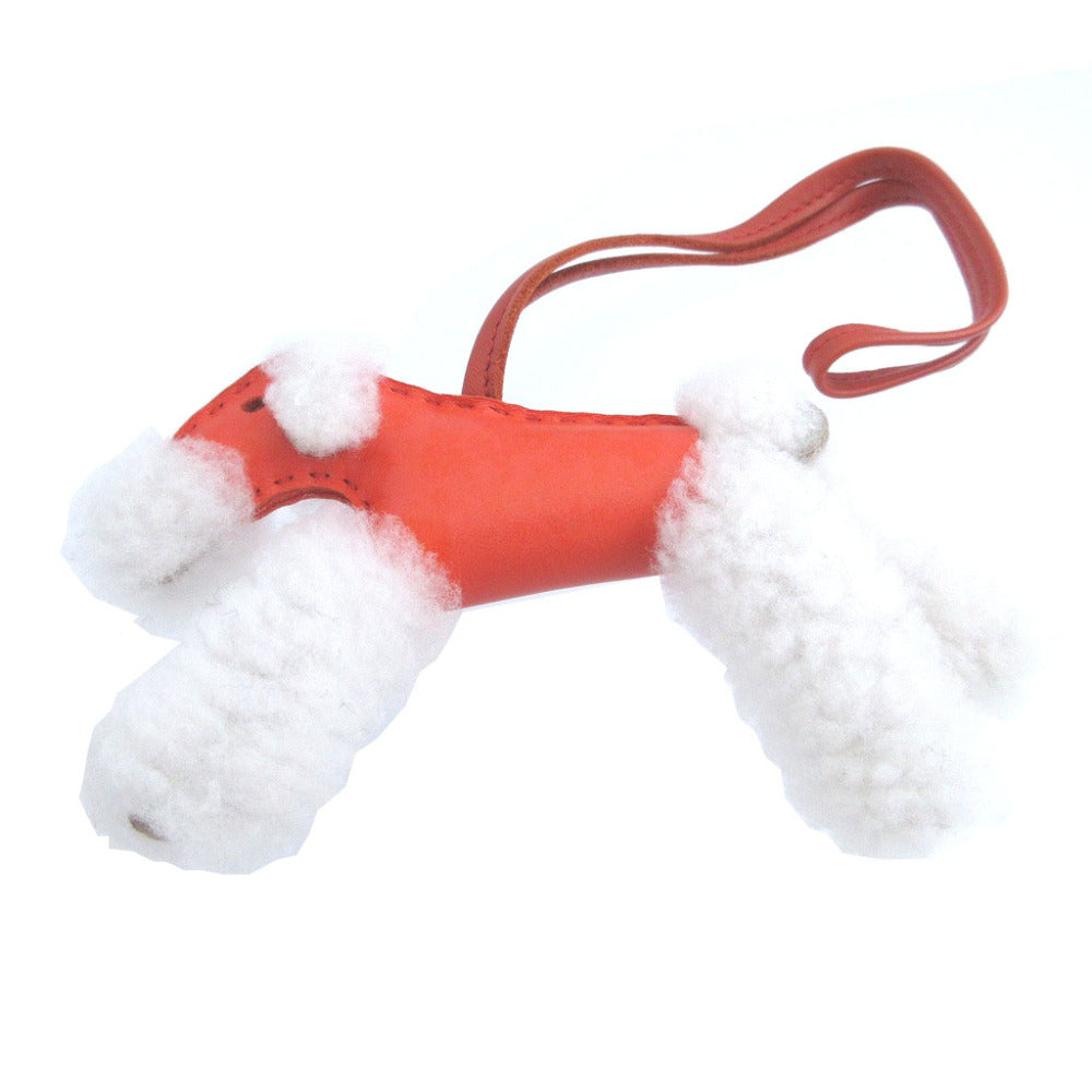 美品 エルメス バディ アニューミロ ムートン オレンジポピー U刻印(2022年製) バッグチャーム キーホルダー 1377【中古】HERMES